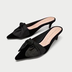 Zara Kitten heel mules with bow